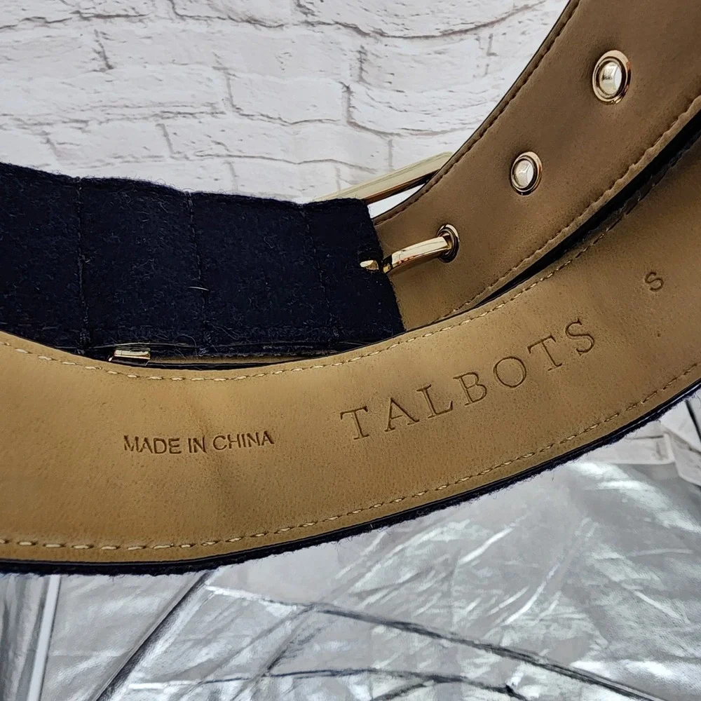 Talbots Belt Womens Blue Felt Tree Preppy Size Small Twee Work Office Classic